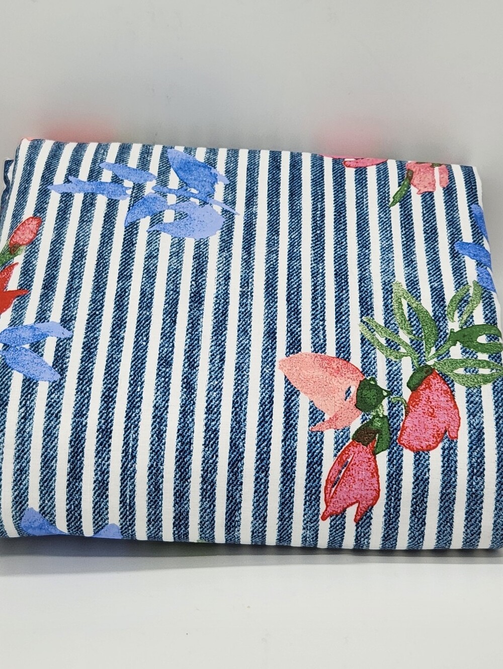 Lauren Ralph Lauren Maggie Full/Queen Duvet Cover + 1 Sham Denim Stripe Floral